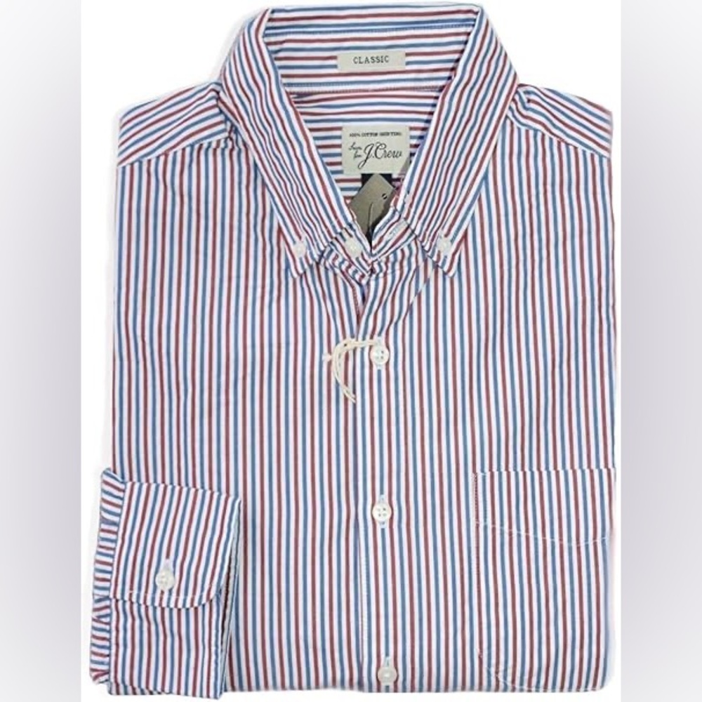 J Crew Mens Classic Fit Striped Button Down Shirt